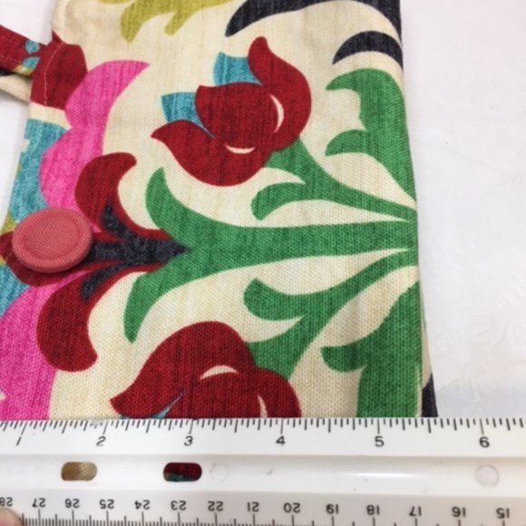 Multicolor Floral Linen Cotton Stylish Handbag Button Closure  11"x3"x6" - Picture 10 of 12